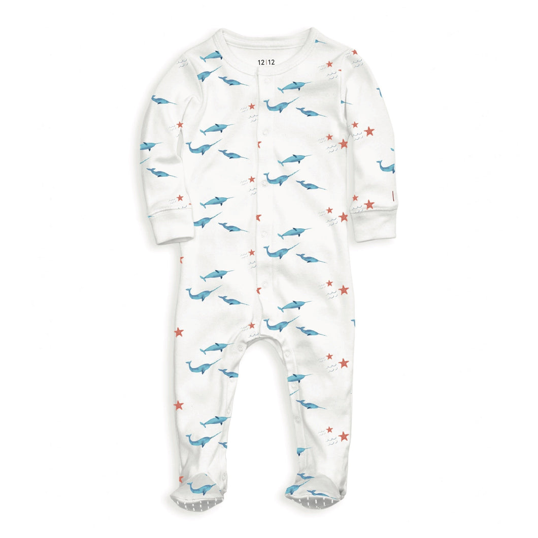 Whales + Sharks Pajamas, White