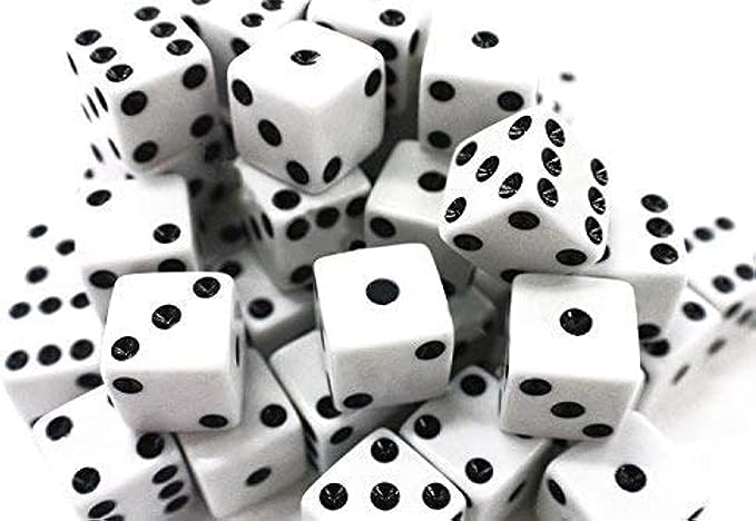 White Dice, 16mm for Board Games