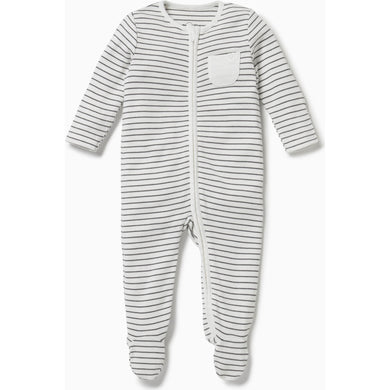 MORI Grey stripe footed PJs