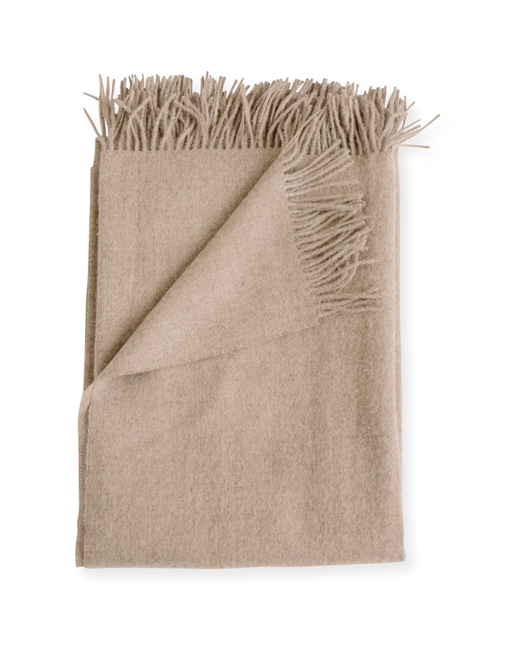 Evangeline Linens Alpaca Fringe Throw, Mocha