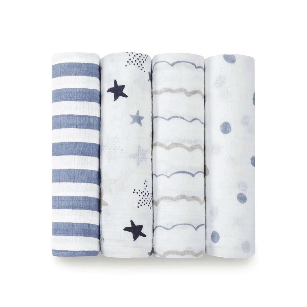 Baby Blue Swaddle, Set of 4