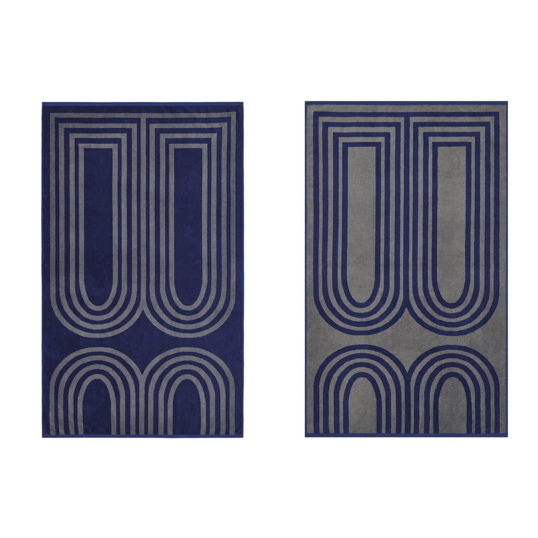 Lateral Objects, Blue/Gray Beach Towel