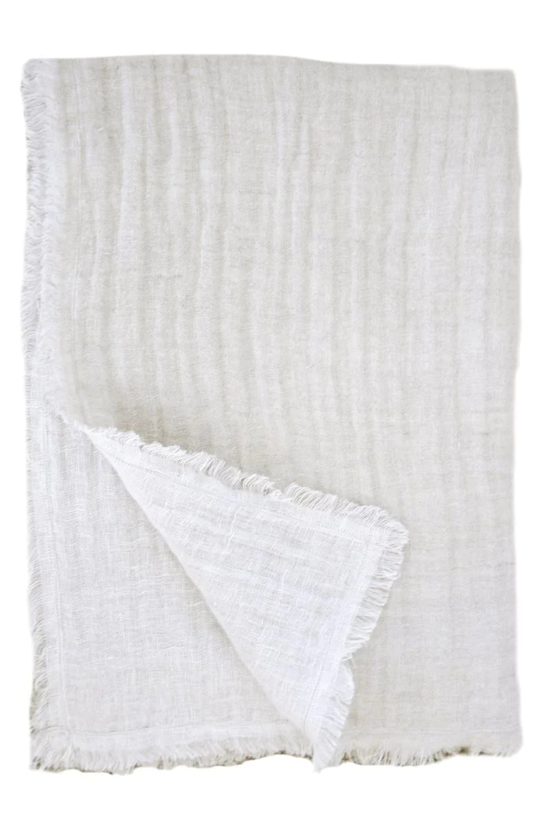 Anaya, Double Weave Linen Throw Blanket Natural Beige